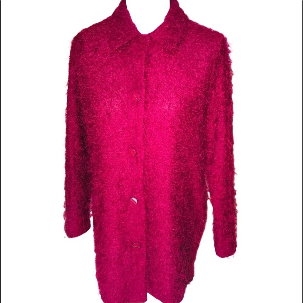 “FUZZY” Ruby Red Picadilly Cardigan Size:Medium